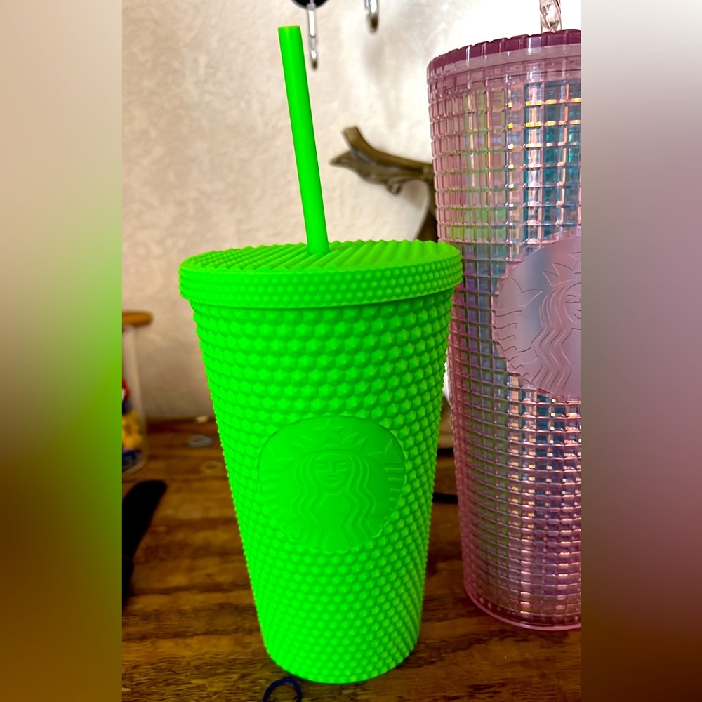 Neon green grande Starbucks studded cup new
